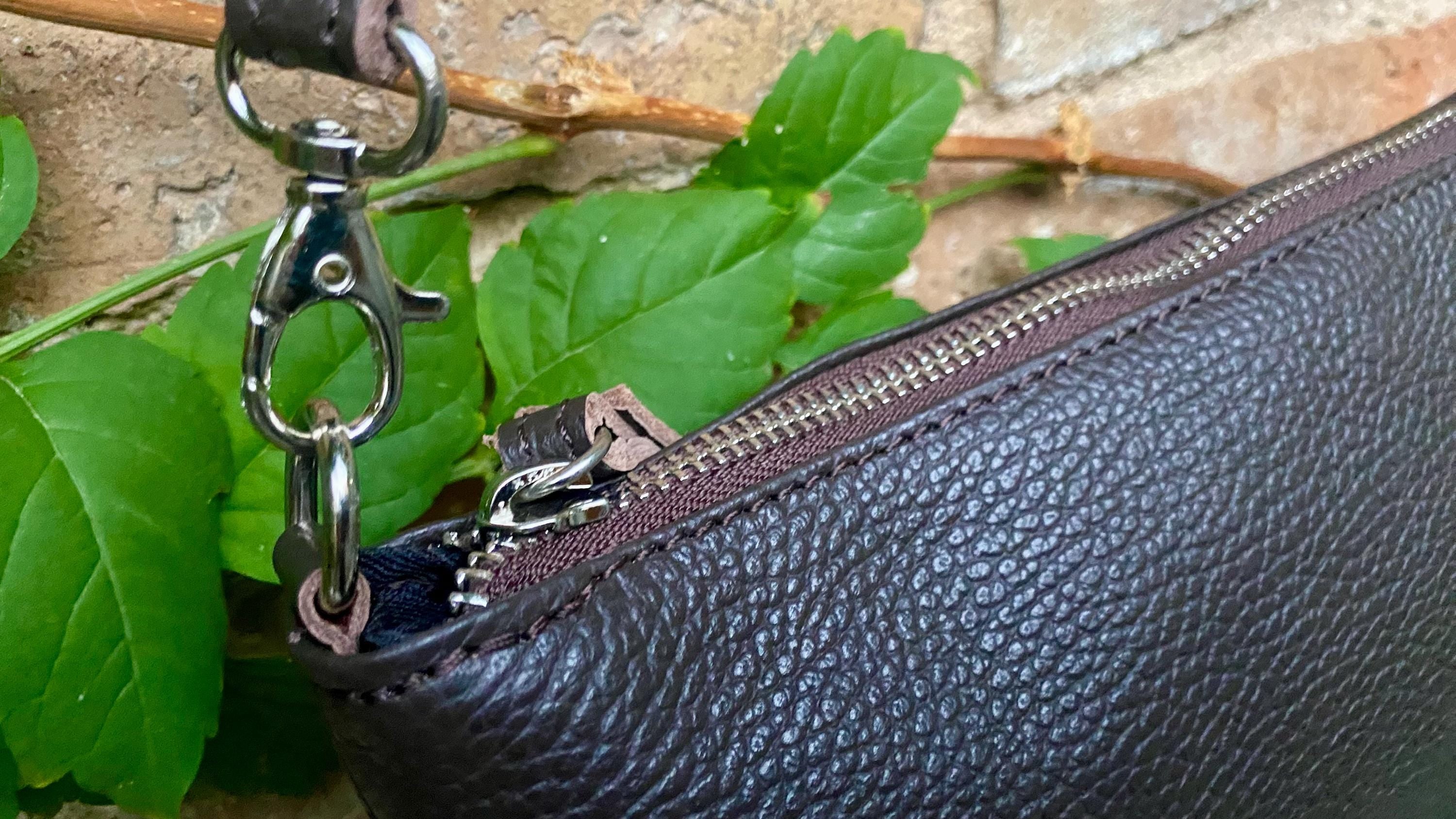 Small leather bag in dark brown. GENUINE leather crossbody / shoulder bag.Brown leather bag with SILVER hardware. Chocolate brown purse