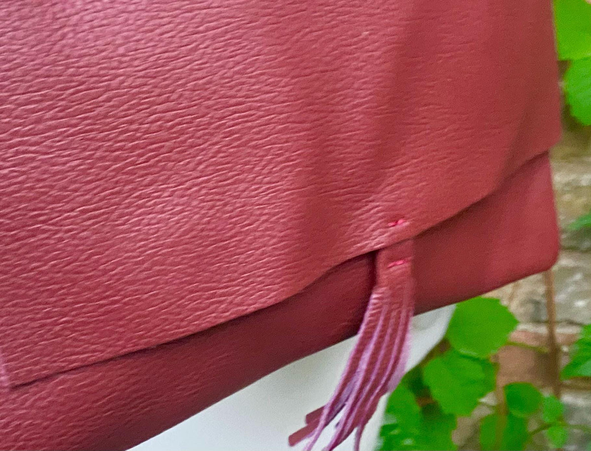 Burgundy crossbody / shoulder bag with zipper +flap. Soft genuine wine red leather. Dark red genuine leather purse.