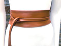 Obi belt in soft leather. Wrap belt in CAMEL BROWN. Waist belt in TOBACCO. Wraparound belt in brown genuine leather. Boho tan wide belt.