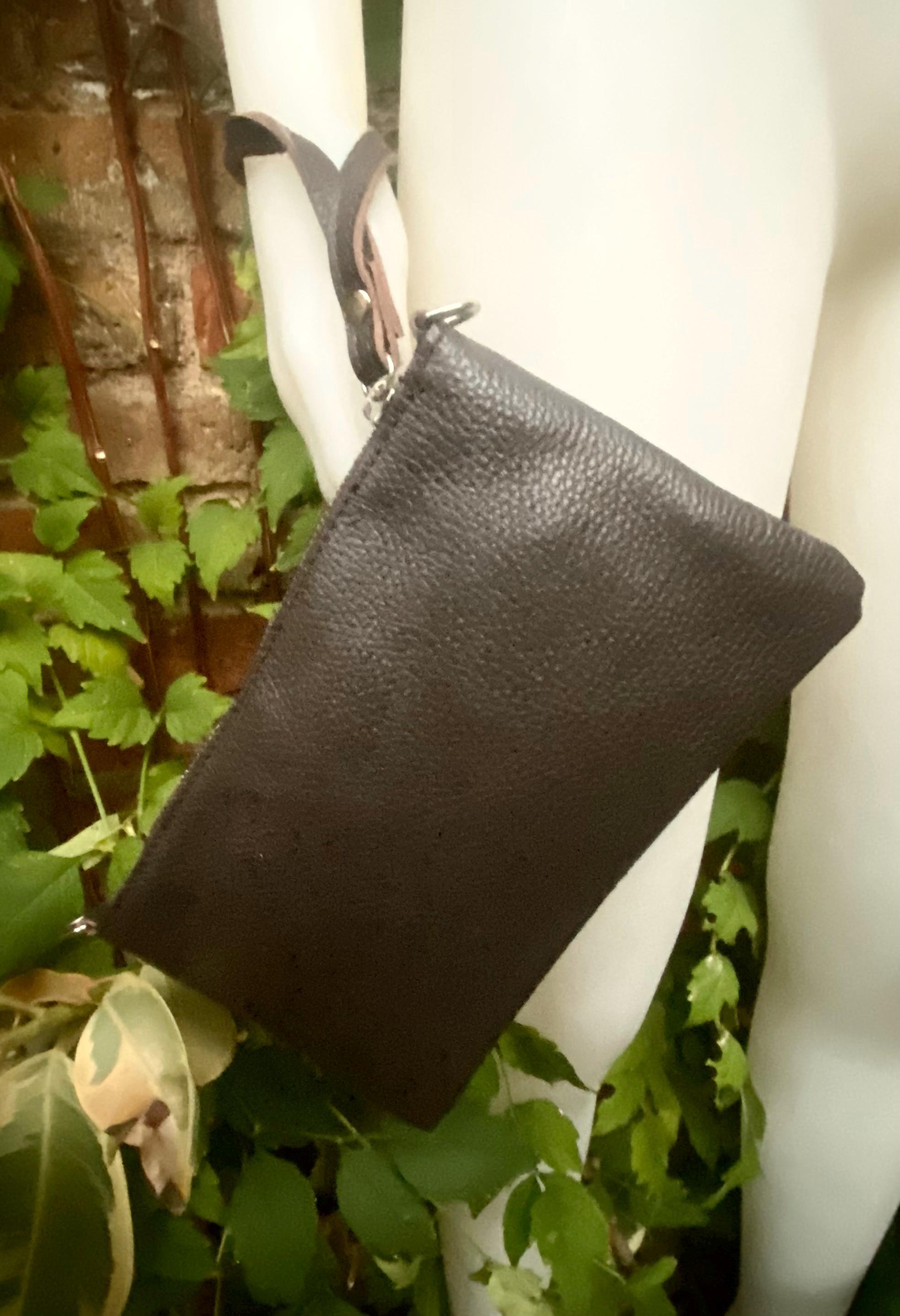 Small leather bag in dark brown. GENUINE leather crossbody / shoulder bag.Brown leather bag with SILVER hardware. Chocolate brown purse