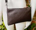 Small leather bag in dark brown. GENUINE leather crossbody / shoulder bag.Brown leather bag with SILVER hardware. Chocolate brown purse