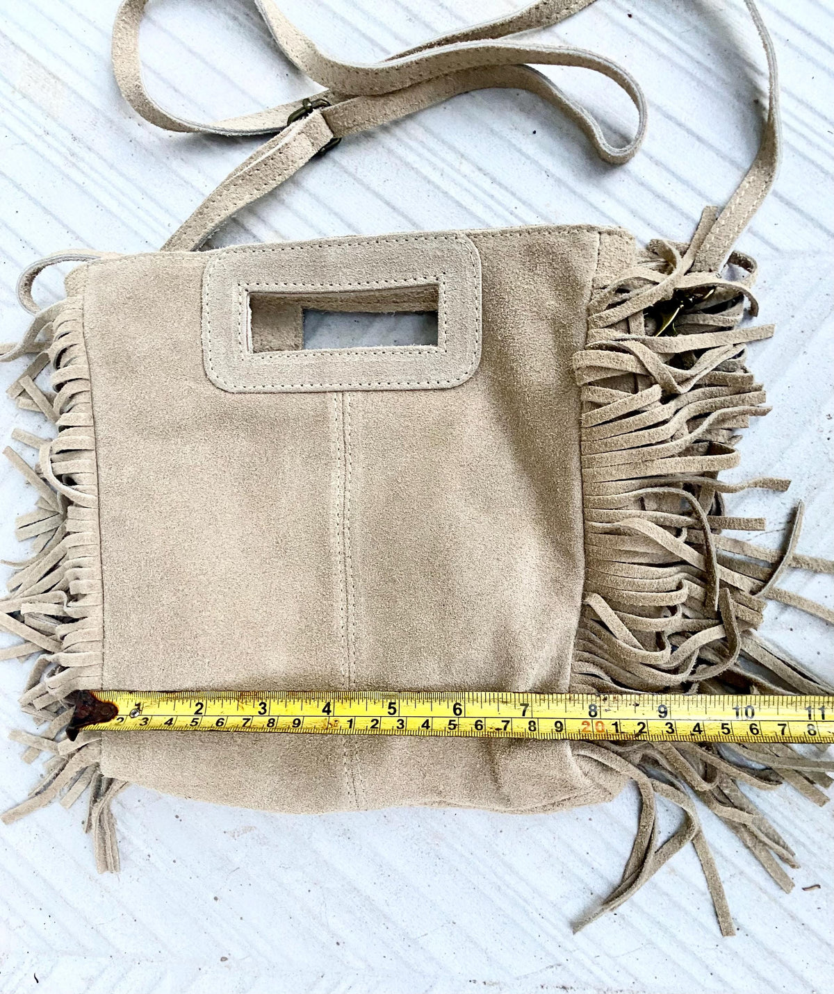 Beige crossbody fringed bag. BOHO suede leather bag with FRINGES. Beige genuine suede leather. Tan suede purse.
