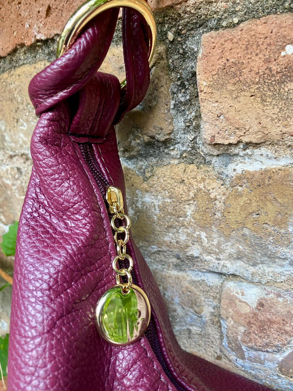 Burgundy leather slouchy bag with ZIPPER + lining. Soft natural genuine leather bag. Wine red leather purse. Dark red leather hobo bag
