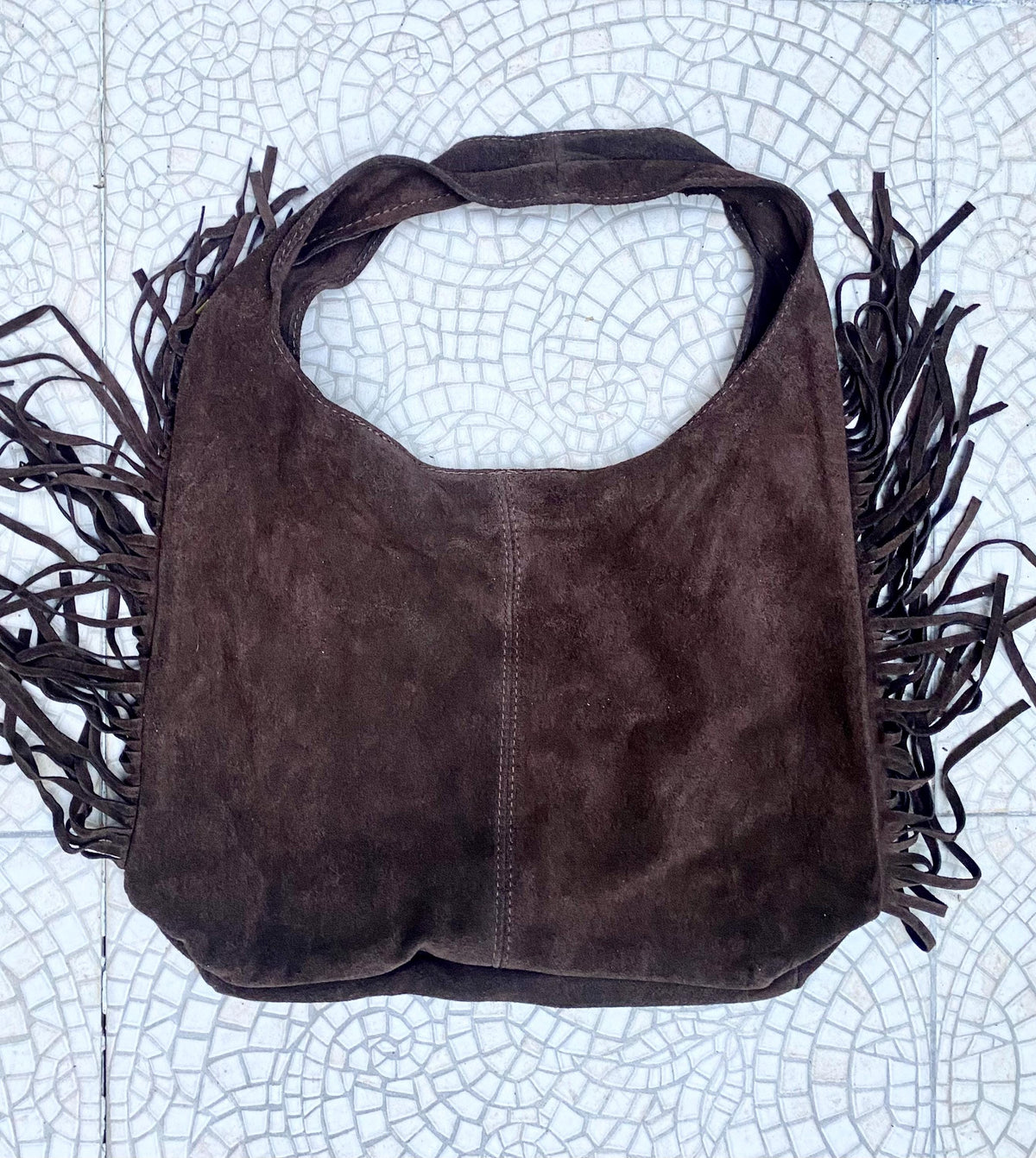 Moss green slouchy bag. Large tote leather bag with zipper + FRINGES. Genuine leather bag. Green boho soft suede leather bag.