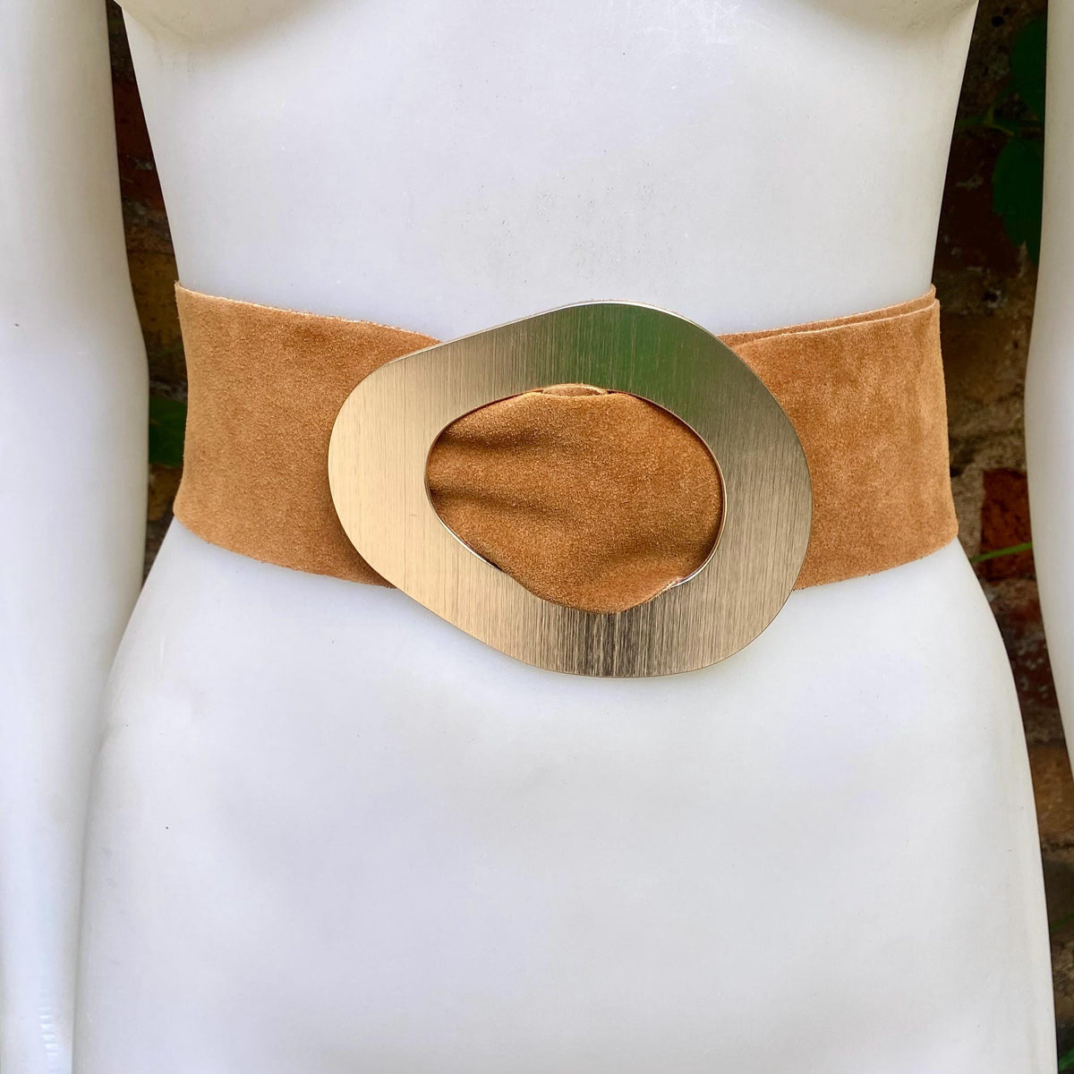 Light camel brown suede waist belt with large metal buckle. Soft suede belt in light saddle brown. Boho belt. Genuine natural suede leather.