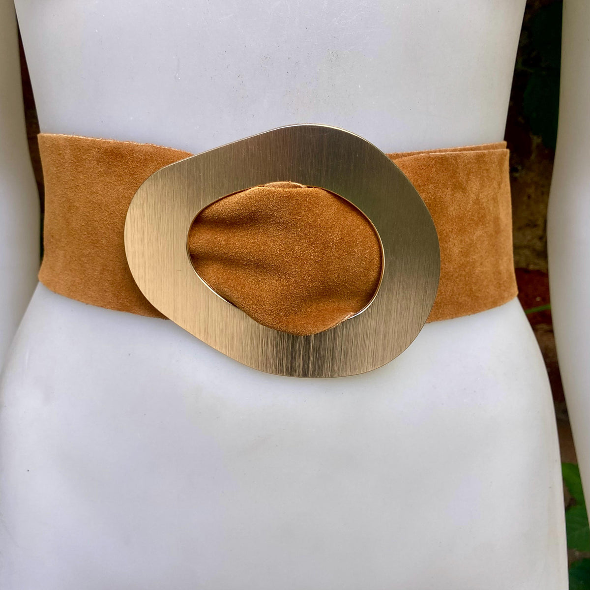 Light camel brown suede waist belt with large metal buckle. Soft suede belt in light saddle brown. Boho belt. Genuine natural suede leather.