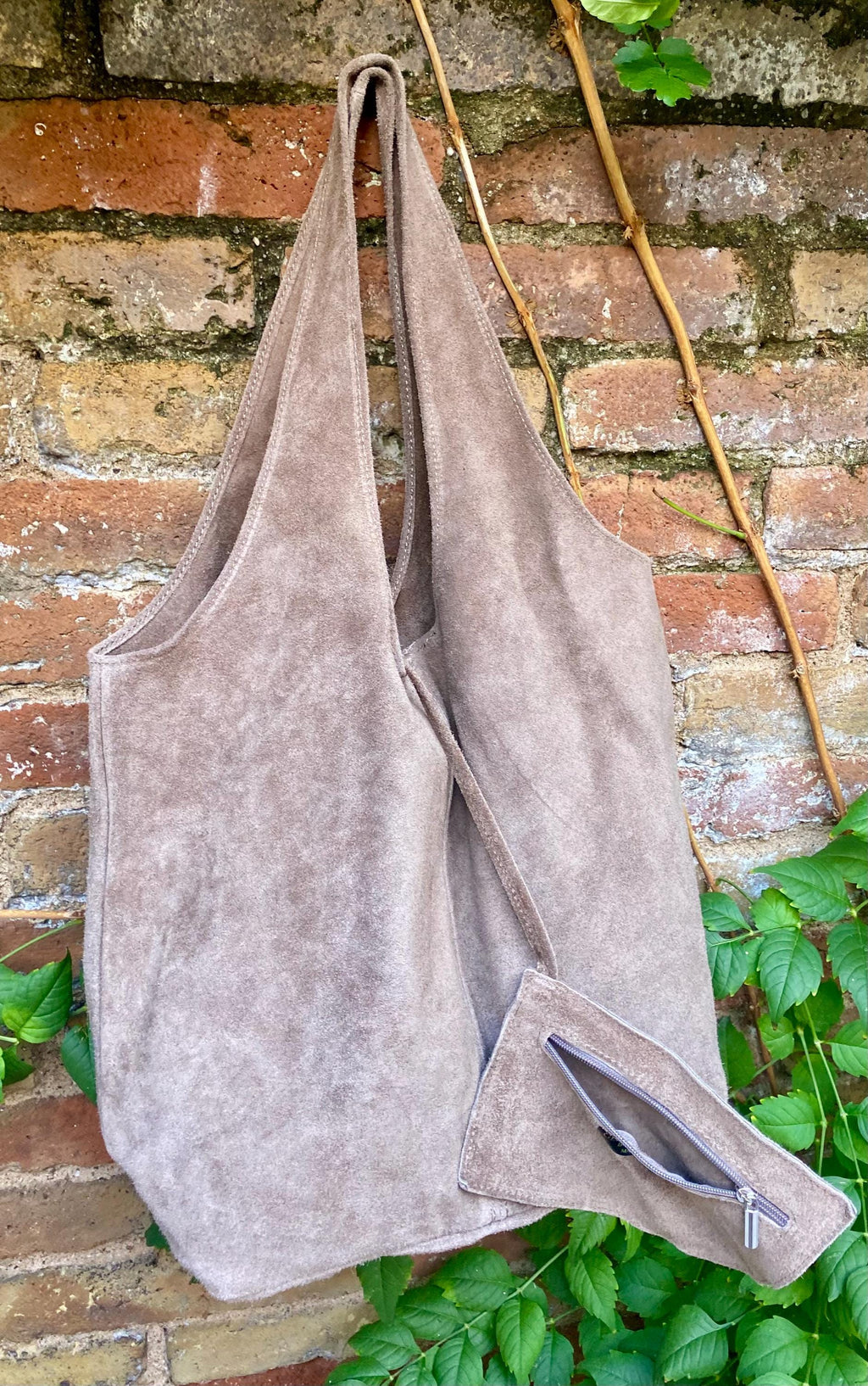 Dark brown suede leather bag with 2 shoulder straps. Soft genuine leather bag. BROWN leather laptop bags. Chocolate brown suede purse
