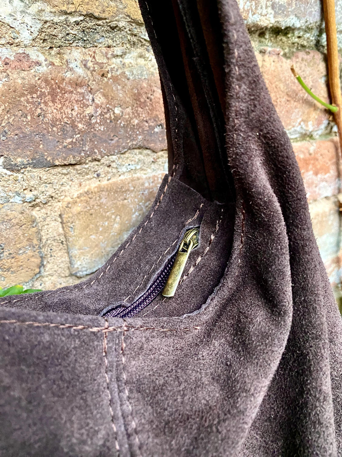 Moss green slouchy bag. Large tote leather bag with zipper + FRINGES. Genuine leather bag. Green boho soft suede leather bag.
