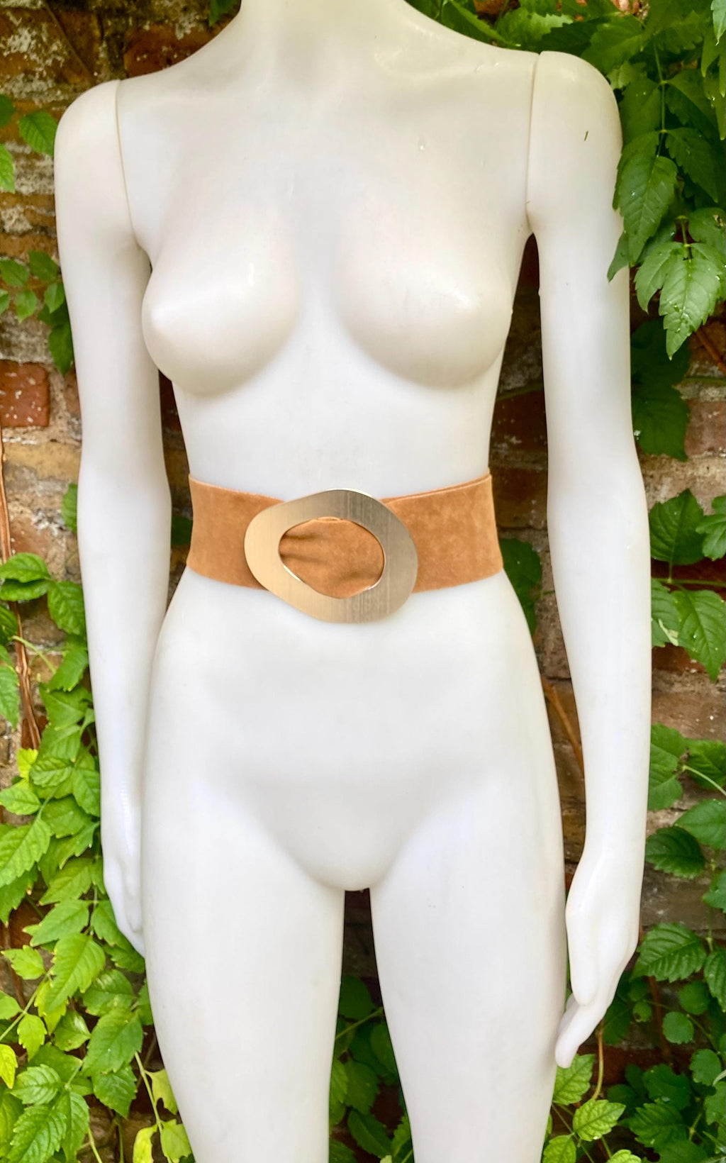 Light camel brown suede waist belt with large metal buckle. Soft suede belt in light saddle brown. Boho belt. Genuine natural suede leather.