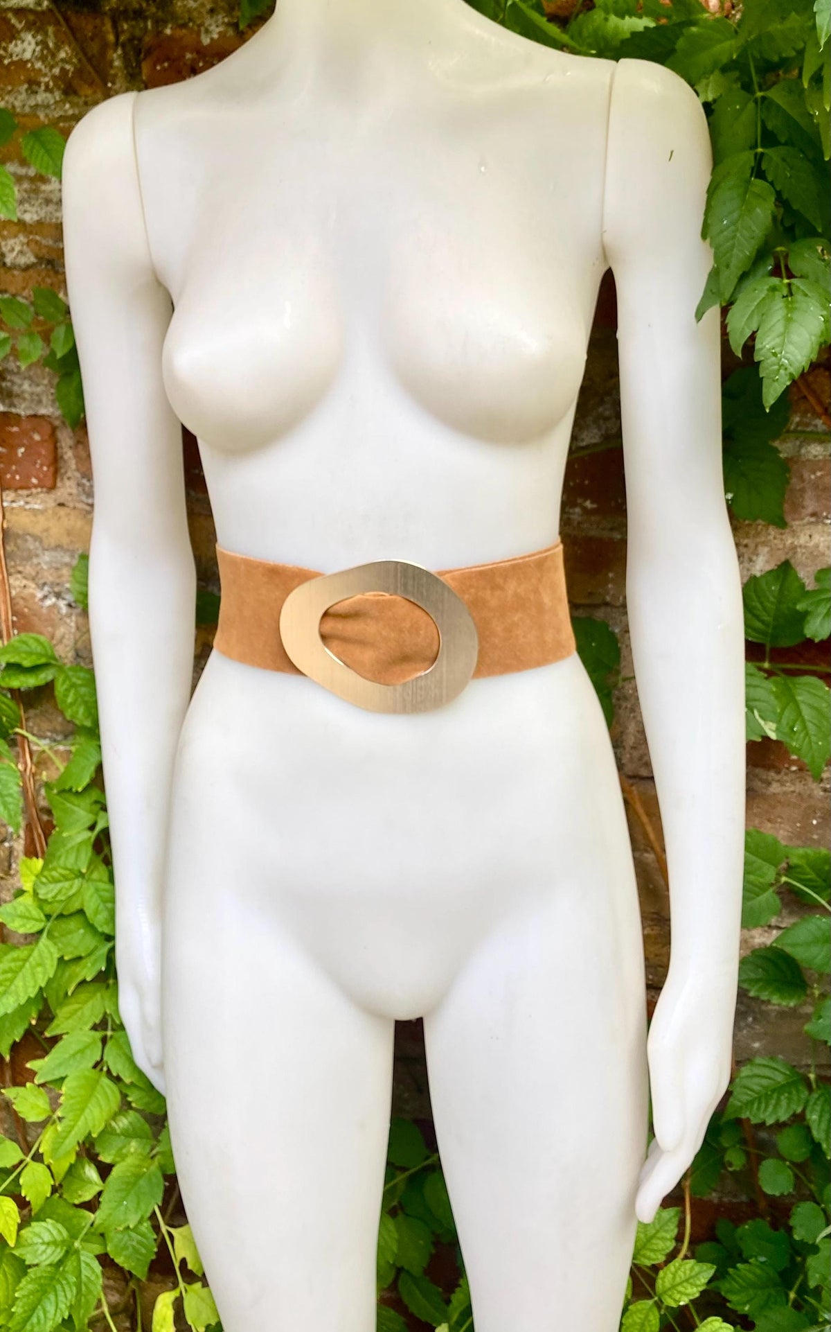 Light camel brown suede waist belt with large metal buckle. Soft suede belt in light saddle brown. Boho belt. Genuine natural suede leather.