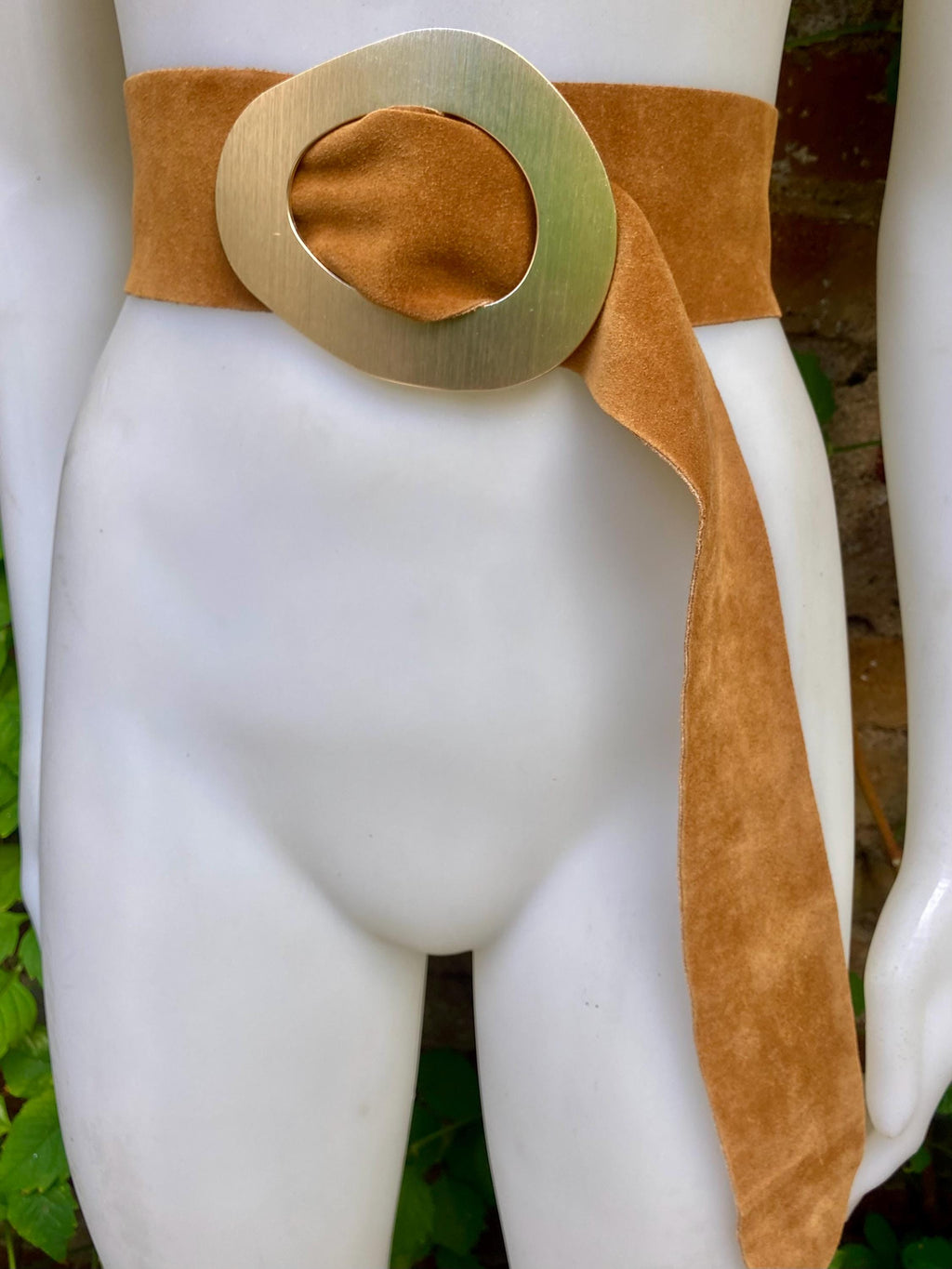 Light camel brown suede waist belt with large metal buckle. Soft suede belt in light saddle brown. Boho belt. Genuine natural suede leather.