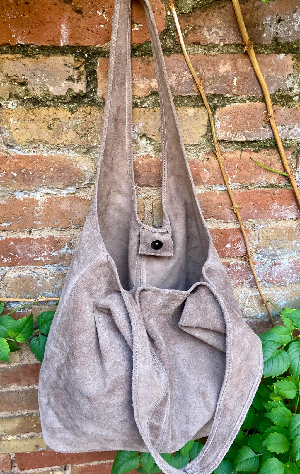 Dark brown suede leather bag with 2 shoulder straps. Soft genuine leather bag. BROWN leather laptop bags. Chocolate brown suede purse