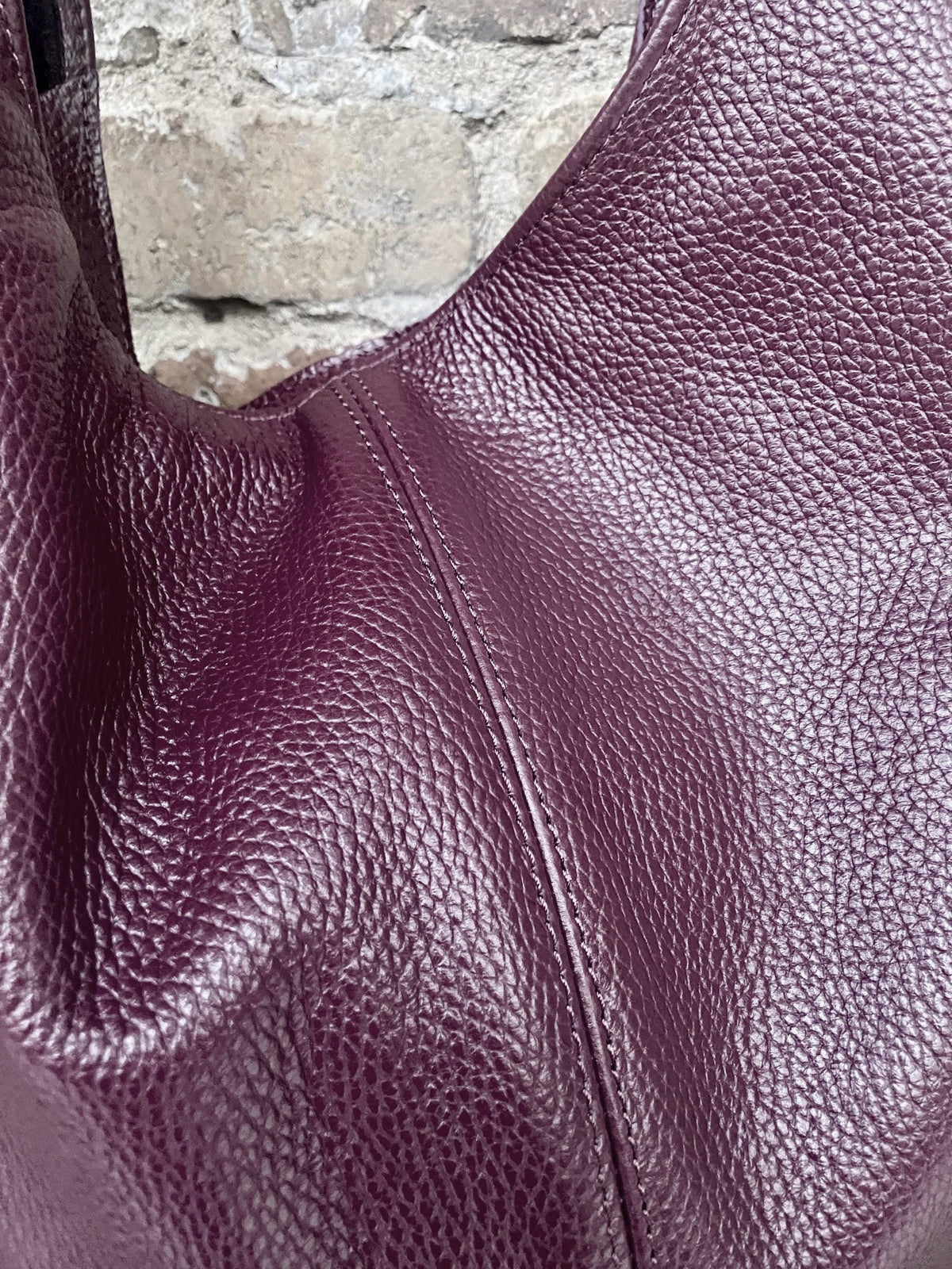 Burgundy slouch bag. Tote leather bag in wine red with ZIPPER. Soft genuine leather. Dark red leather purse. Wide strap leather shopper.