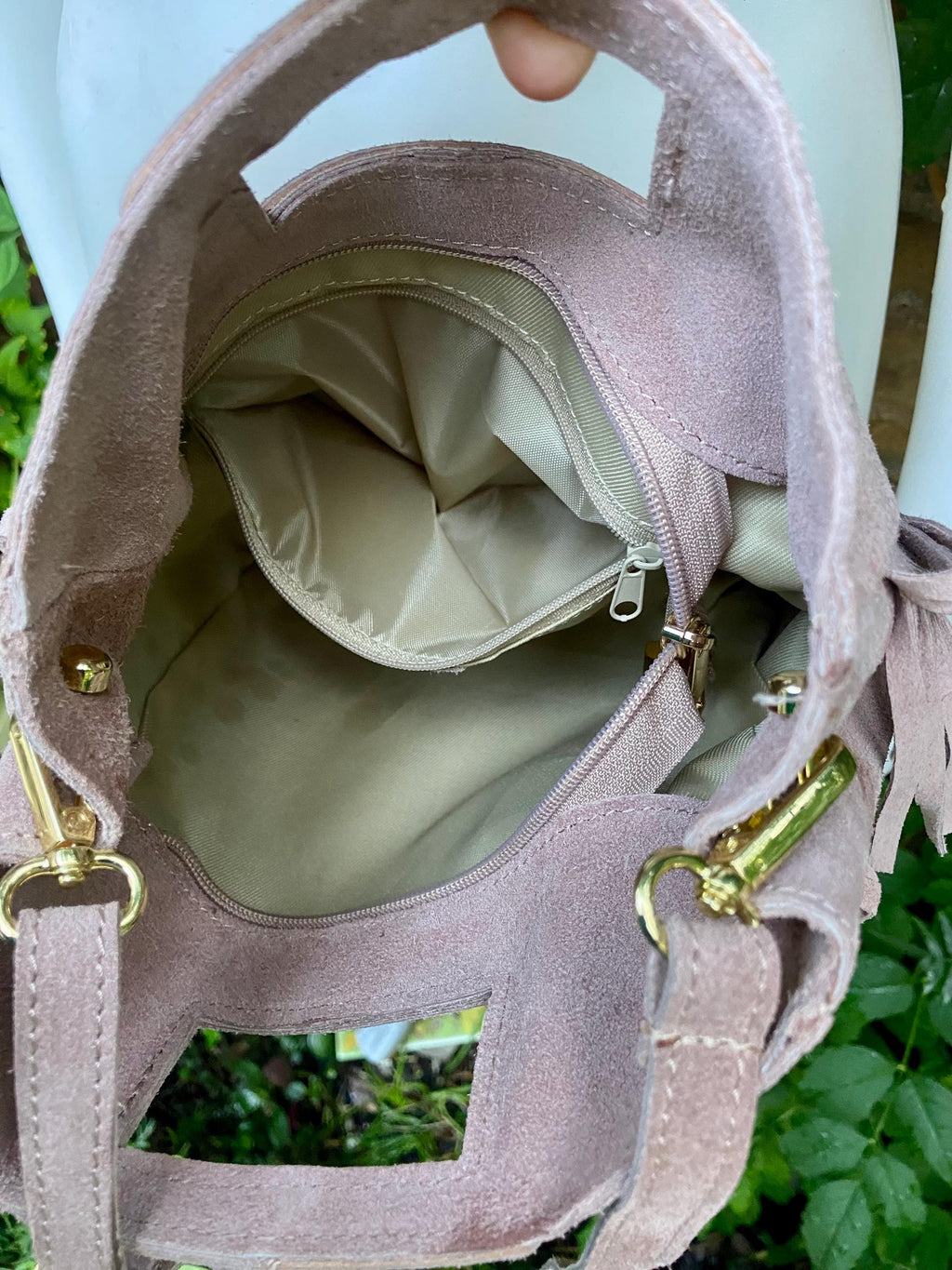 Dusty pink crossbody fringed bag. Light pink BOHO suede leather bag with FRINGES. Soft genuine pink suede leather. Light pink suede purse.