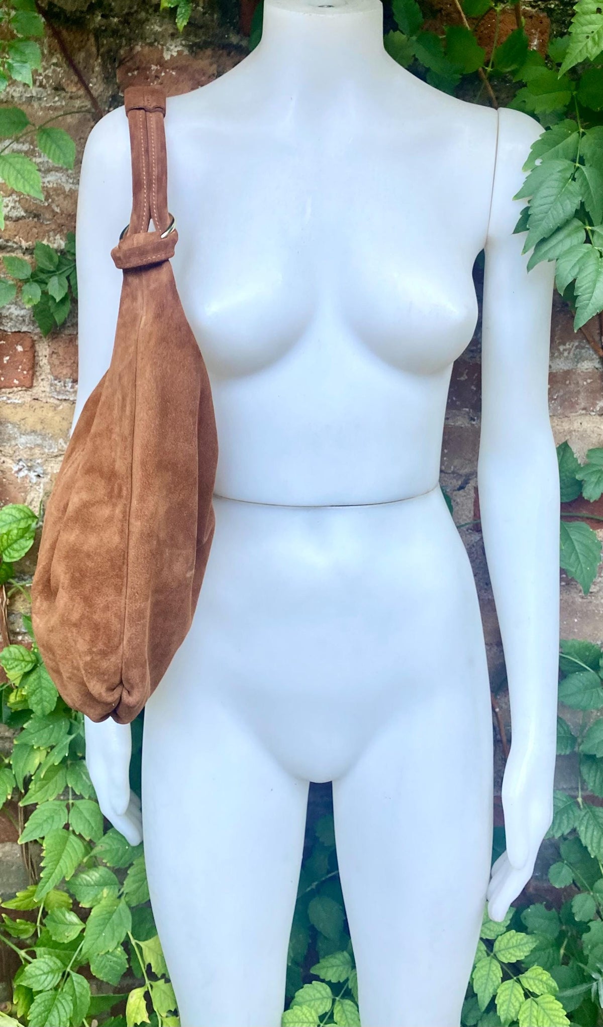 Dark camel brown suede slouchy bag with ZIPPER + lining. Natural suede shopper, genuine leather bag. Rusty brown suede purse. Hobo suede bag