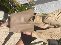 Tote bag in TAUPE with belt.Soft natural GENUINE leather bag + belt set. Large dark beige leather bag. Computer, tablet or Laptop bag.