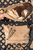 BOHO suede leather bag in DARK brown. Cross over bag, leather bag, boho bag, messenger suede bag. Soft natural leather bag with tassels