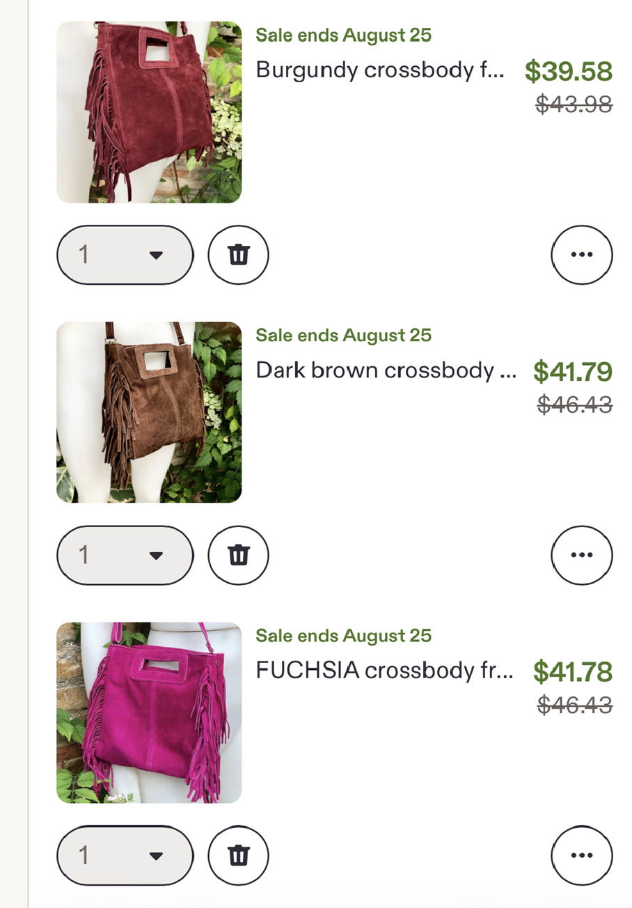 SPECIAL LISTING FOR ERICA - 3 SUEDE BAGS WITH FRINGES