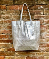 Special listing for ANNA. 4 genuine leather tote bags in green, gold, pink-gold and silver