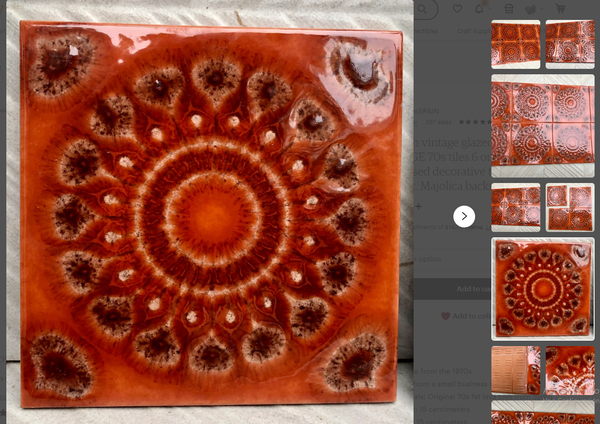 Special listing for Emily: 20 vintage 70s fat lava style glazed tiles in terracotta orange