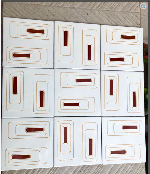 Special listing for Rebecca. 20 vintage 70s geometric tiles from Spain in cream and brown.