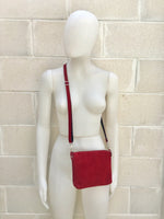 Suede leather bag in DARK RED. Burgundy crossbody bag,shoulder bag in GENUINE leather. Small leather bag with adjustable strap and zipper.