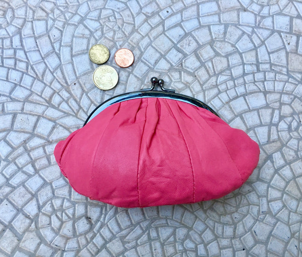 Metallic Leather Round Coin Purse Gold