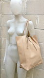 TOTE leather bag in LIGHT peach beige. Soft GENUINE  leather bag. Large beige leather bag. Laptop, tablet bag, leather bag for books.