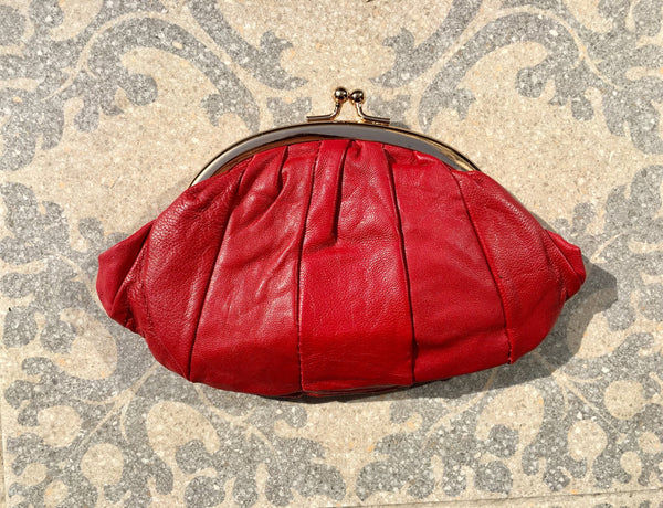 Soft Leather Convertible Clutch Handbag Red - Linden Is Enough