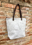 Large TOTE leather bag in light GRAY. Soft natural suede bag. Genuine leather shopper. Laptop or book bag in suede. Large crossbody bag.