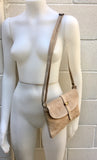 Suede leather bag in BEIGE . Crossbody bag in GENUINE leather. Light brown small leather bag with adjustable strap and zipper.