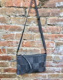 Suede leather bag in  DARK GRAY. Crossbody bag in GENUINE  leather.Gray small leather bag with obi suede belt Bag and belt set