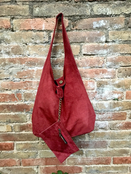Red suede hobo bag Outlet