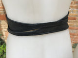 Obi belt in soft leather. Wrap belt in BLACK. Waist belt in BLACK.  Wraparound belt in black genuine leather. Boho black belt.