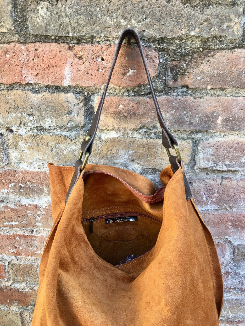 Slouch leather bag in light camel. Light saddle brown hobo bag. Boho bag.Book or tablet bags in suede. Mustard brown soft leather shopper