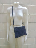 Suede leather bag in  DARK Blue Cross body bag, shoulder bag in GENUINE  leather. Small NAVY leather bag with adjustable strap and zipper.