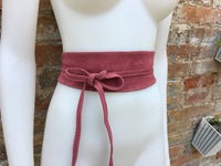 Raspberry pink wide suede belt. Wrap belt in soft suede, genuine leather, waist belt,orchid obi, boho belt, bohemian sash, boho, pink  belt