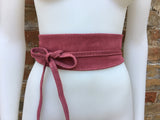 Raspberry pink wide suede belt. Wrap belt in soft suede, genuine leather, waist belt,orchid obi, boho belt, bohemian sash, boho, pink  belt