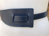 Leather 80s style obi belt . Wrap belt in NAVY BLUE.  Waist belt in genuine  leather. Dark blue wraparound belt. Bluedress belt