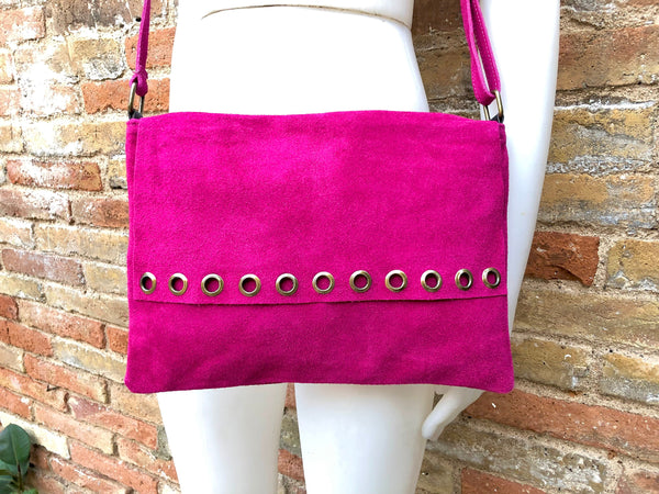 Pink Summer Leather Crossbody Box Bag Purse with Silver Chain | Baginning