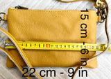 Small leather bag in MUSTARD  YELLOW .Cross body bag, shoulder bag or wristlet in GENUINE  leather. Yellow bag with adjustable strap