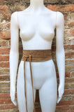 Light camel brown leahter OBI belt. Light brown suede waist belt. Soft leather wraparound belt, Tan beige, cafe au lait boho wrap belt