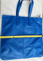 COBALT blue leather bag with zipper. Genuine leather shopper bag. Large BLUE shoulder bag for your laptop, books. Soft leather shopper