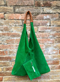 Slouch leather bag in GREEN . Large shoulder leather bag. Boho bag. Laptop bags in suede. Large suede leather bag. GREEN suede bag.