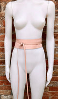 Wraparound belt in soft leather. Wrap belt in LIGHT PINK. Longer option. Genuine leather pink wrap belt. Boho dress belt, pink leather sash