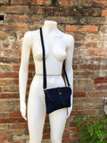 Suede leather bag in NAVY BLUE. Crossbody / shoulder bag in GENUINE leather. Small navy suede purse with adjustable strap and zipper.