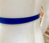 Leather 80s style obi belt . Wrap belt in royal BLUE. Waist belt in genuine leather. Cobalt blue wraparound belt. Blue dress belt