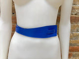 Leather 80s style obi belt . Wrap belt in royal BLUE. Waist belt in genuine leather. Cobalt blue wraparound belt. Blue dress belt