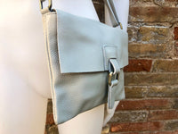 Cross body bag. BOHO grain leather bag in gray - BEIGE. Soft genuine grain leather. Crossover,boho messenger bag . Taupe gray small purse