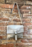 Cross body bag. BOHO grain leather bag in gray - BEIGE. Soft genuine grain leather. Crossover,boho messenger bag . Taupe gray small purse